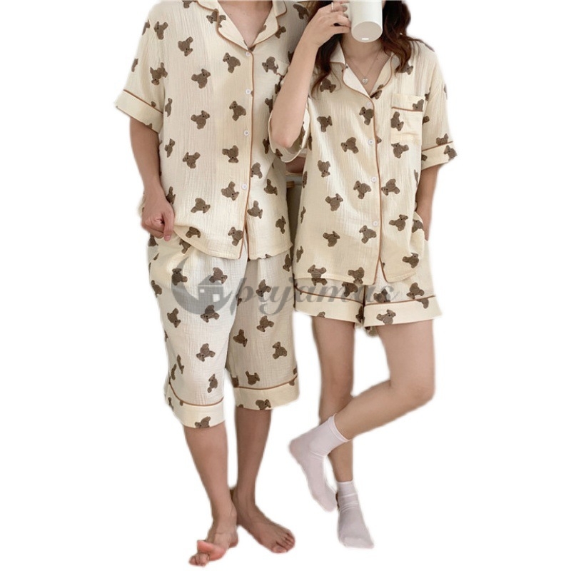 カップル 可愛い❀ パジャマ ルームウェア  大人✿❀ 肌に優しい カートゥーン 半袖 短パンツ プリント