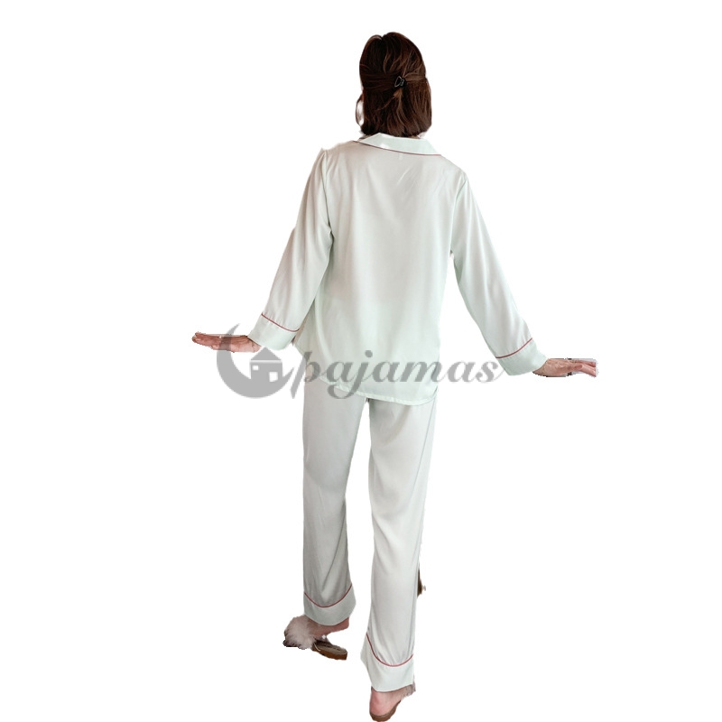 シルク 薄手 長袖 パジャマ セット  部屋着 気質 肌に優しい 折り襟 清純