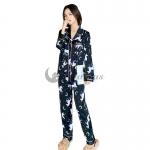 シルク パジャマ セット 長袖 寝心地の良い 人気 折り襟 動物柄 ユニコーン
