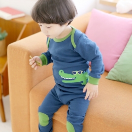 キュート コットン ラウンドネック 長袖 軽さ Tシャツ パンツ パジャマセット キッズ