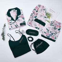 レディース パジャマ 7 点 セット 激安 セクシー  ルームウェア 長袖 パンツ  デザイン感 肌に優しい コットン