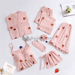 レディース パジャマ かわいい 激安 ルームウェア 7点セット セクシー  スウィート ルーズ 肌に優しい コットン 折り襟