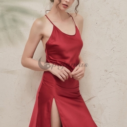 パジャマ セクシー きれいめ  キャミソール シルク ワンピース  肌に優しい ノースリーブ 軽さ