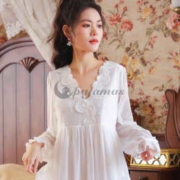 長袖 パジャマ レディース 可愛い  セクシー レース 今季トレンド フリル袖 ハイウエスト エレガント✿ 清純