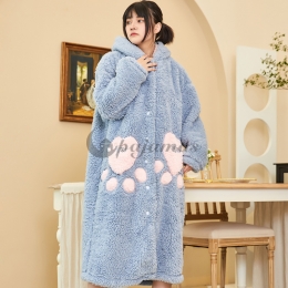 ワンピース パジャマ セクシー  長袖 大人 可愛い カートゥーン コーラルフリース フード