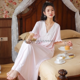 可愛い パジャマ ワンピース セクシー  ドレープ感  Vネック ルーズ