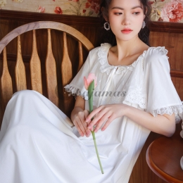 半袖 おしゃれ パジャマ 人気  ルームウェア レース レトロ チャーミング リボン  清純