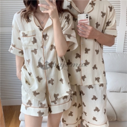 カップル 可愛い❀ パジャマ ルームウェア  大人✿❀ 肌に優しい カートゥーン 半袖 短パンツ プリント