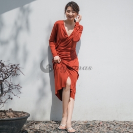 パジャマ  レディース かわいい ワンピース セクシー 女性 エレガント✿  柔らかい 肌に優しい 部屋着 睡眠 保温 Vネック 無地