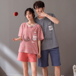 カップル パジャマ 大人可愛い❀✿❀ メンズ レディース シンプル コットン ラウンドネック 半袖 短パンツ