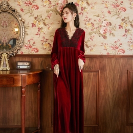 長袖 パジャマ おしゃれ レディース 高級  レース Ⅴネック 清純 スタイリッシュ