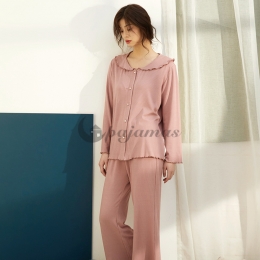 可愛い パジャマ セット 長袖 パンツ ルームウェア 部屋着 薄手 スウィート 綺麗め 丸襟  ルーズ