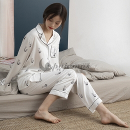 薄手 シルク パジャマおしゃれ かわいい 長袖 パンツ ルームウェア セット  カジュアル ルーズ 花柄