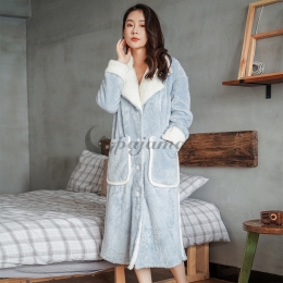 女性力を高める~  睡眠 自宅 防寒 保温 ポリエステル 折り襟 長袖 無地 パッド入り 長袖パジャマ・厚手 パジャマ