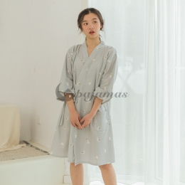 気質溢れる♪  柔らかい 肌に優しい 部屋着 睡眠 自宅 保温 コットン 7分袖 グレー ルーズ 半袖パジャマ パジャマ