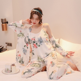 長袖  可愛い パジャマ セット  セクシー  レディース 高級  安い 人気 ルーム ウェア 3点セット トレンド ラ スウィート ウンドネック プリント