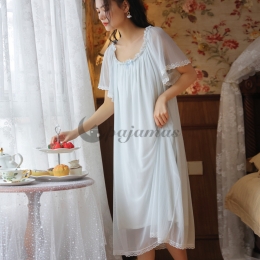 可愛い パジャマ 綿 100 ワンピース おしゃれ  ルームウェア  レガント✿ チュール 清純