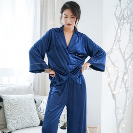 セクシー レディース パジャマ スーツ 長袖 パンツ ルームウェア ルーズ カジュアル 柔らかい  シンプル