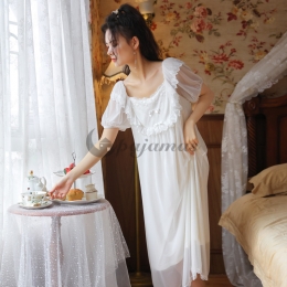 セクシー  パジャマ ワンピース 半袖  シンプル スクエアネック  無地 通気性