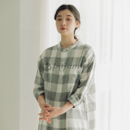 清純甘くて女子力UP！  部屋着 肌に優しい 睡眠 自宅 保温 コットン 7分袖 チェック柄 半袖パジャマ パジャマ