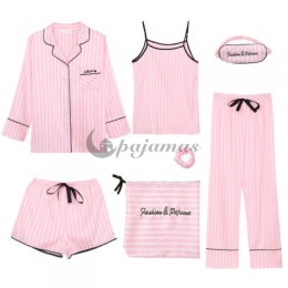 セクシー 可愛い パジャマ七点セット  長袖 パンツ  韓流スタイル♥ 今季トレンド 肌触り抜群 折り襟
