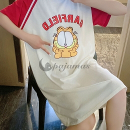 綿 100 パジャマ ワンピース マタニティ 産後 妊婦  ラウンドネック お洒落 柔らかい カートゥーン プリント